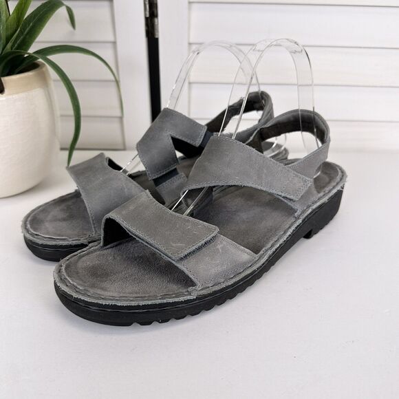 Naot Enid Gray Nubuck Leather Ankle Strap Sandal Comfort Shoe‎ Size EU 41 US 10 - Picture 1 of 10